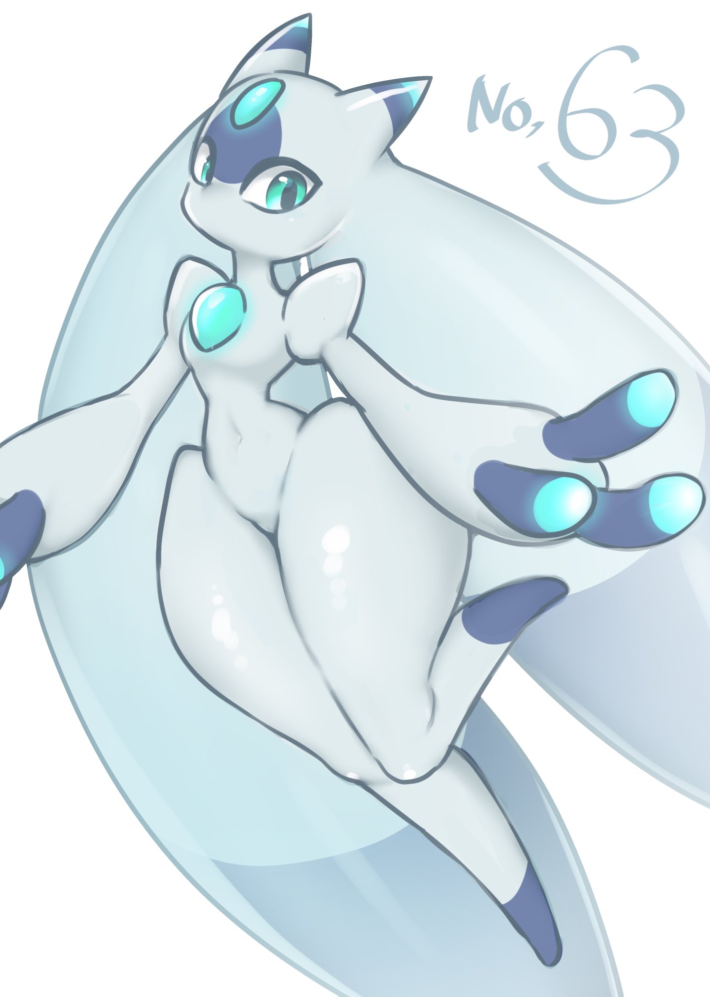 1other, aqua_eyes, blue_horns, blue_skin, chest_jewel, colored_skin, fewer_digits, forehead_jewel