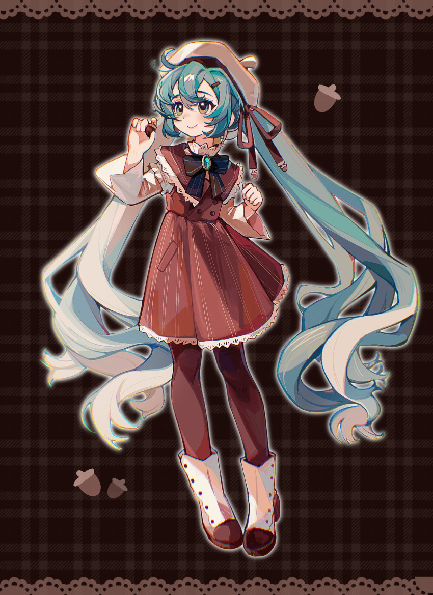 1girl, aqua_eyes, aqua_hair, beret, black_bow, blue_eyes, blue_hair, blush