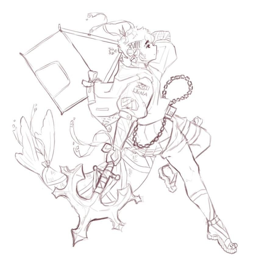 anchor, bag, bow, bowtie, chain, dynamic_pose, hair_bow, highres