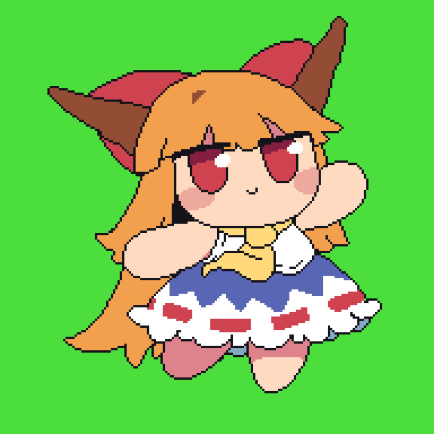 1girl, animated, animated_gif, ascot, barefoot, blue_skirt, blunt_bangs, blush