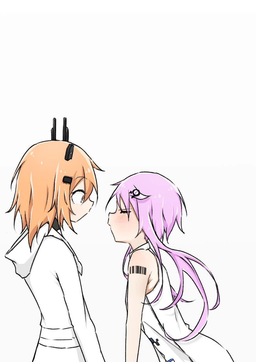 2girls, a.i._voice, adachi_rei, barcode, barcode_tattoo, blush, cevio, closed_eyes