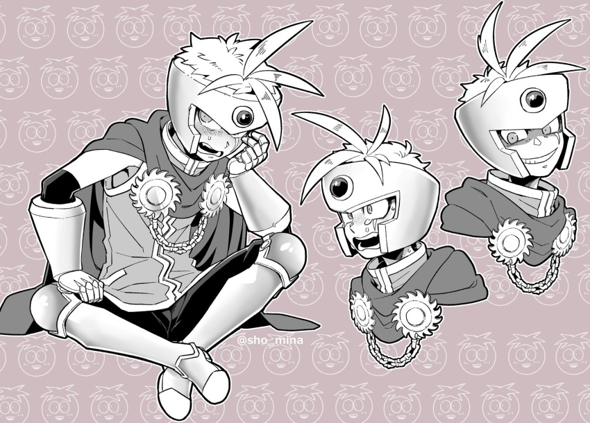 1boy, armor, blush, butters_stotch, cape, crying, frown, full_body