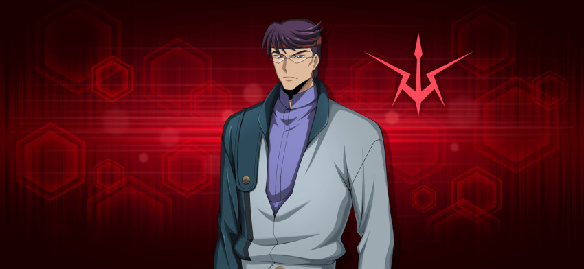 1boy, arms_at_sides, artist_request, blue_jacket, blue_shirt, closed_mouth, code_geass, code_geass:_lost_stories