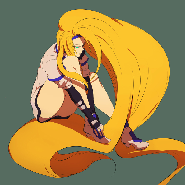 bottomless, deba, elbow_gloves, fingerless_gloves, gloves, guilty_gear, legs, long_hair