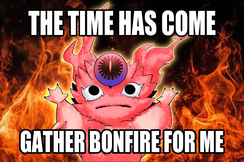 1other, arms_up, commission, duel_monster, elmo_rise_(meme), english_text, fire, highres