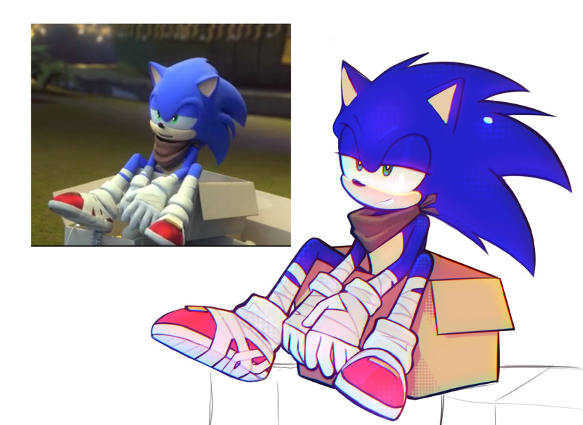 1boy, animal_ears, animal_nose, bandaged_arm, bandaged_hand, bandaged_leg, bandages, bandana