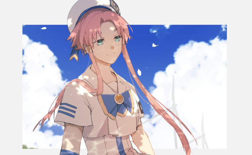 1girl, aqua_eyes, aria_(manga), aria_company_uniform, beret, blue_bow, blue_bowtie, blue_ribbon