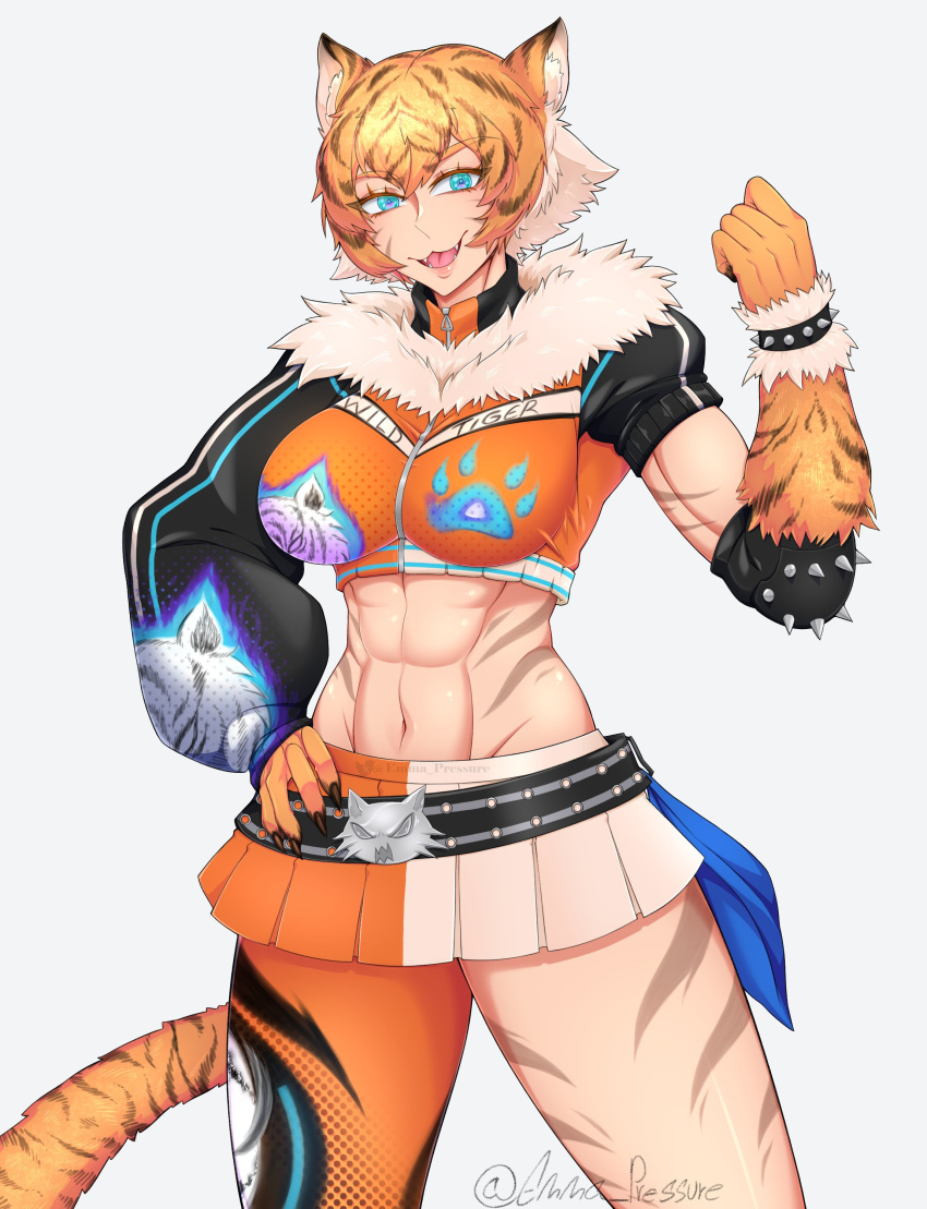 1girl, abs, absurdres, animal_ears, breasts, curvy, emma_pressure, highres