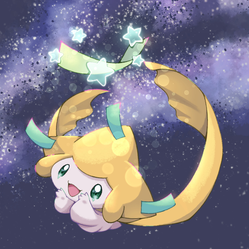 :d, absurdres, colored_skin, floating, full_body, green_eyes, highres, jirachi