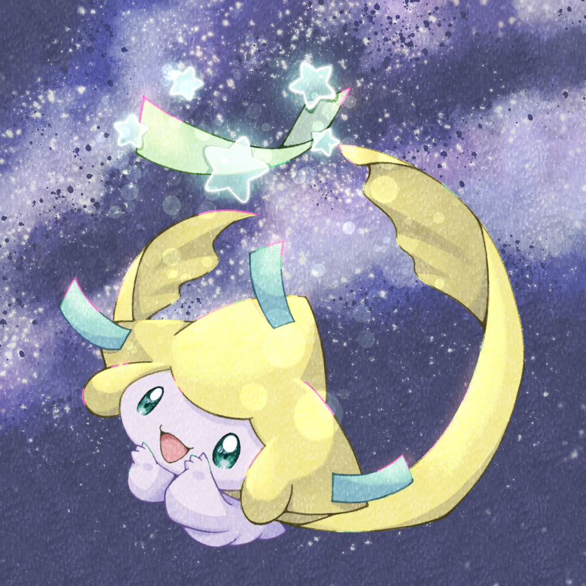 :d, absurdres, colored_skin, floating, full_body, green_eyes, highres, jirachi