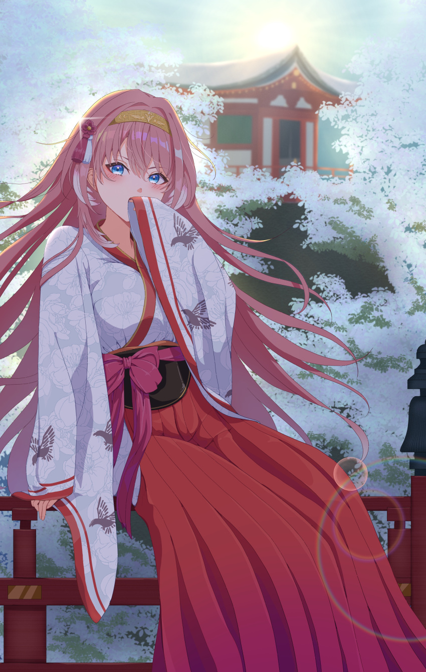1girl, absurdres, alternate_hair_length, alternate_hairstyle, animal_print, bird_print, blue_eyes, blush