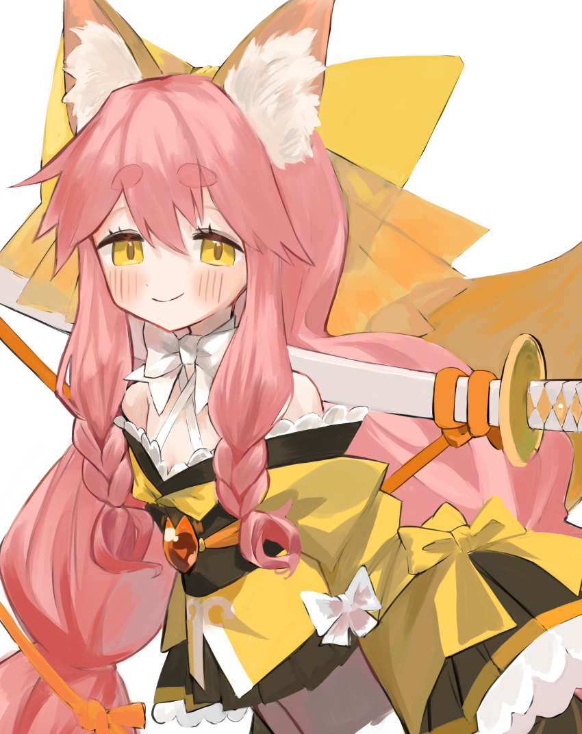 1girl, absurdres, animal_ear_fluff, animal_ears, bfmelu, blush, bow, bowtie