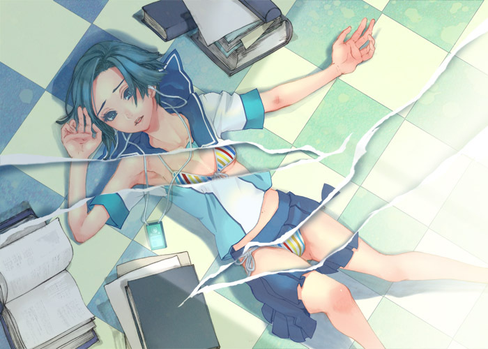bikini, book, digital_media_player, fallen, kobayakawa_rinko, love_plus, mp3_player, on_back