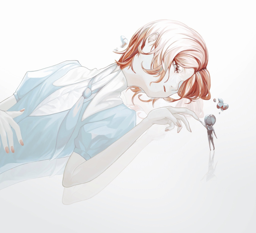 1other, alternate_hair_length, alternate_hairstyle, androgynous, character_doll, cinnabar_(houseki_no_kuni), dutch_angle, eyelashes