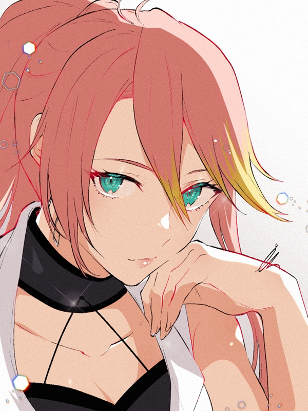 1girl, ahoge, detached_collar, double-parted_bangs, eiyuu_densetsu, green_eyes, hair_between_eyes, il_(il_suffered)