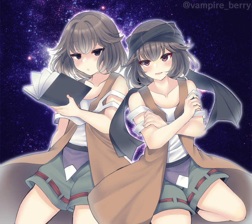 2others, androgynous, arde_(len'en), benny_(len'en), black_eyes, brown_hair, closed_mouth, coat