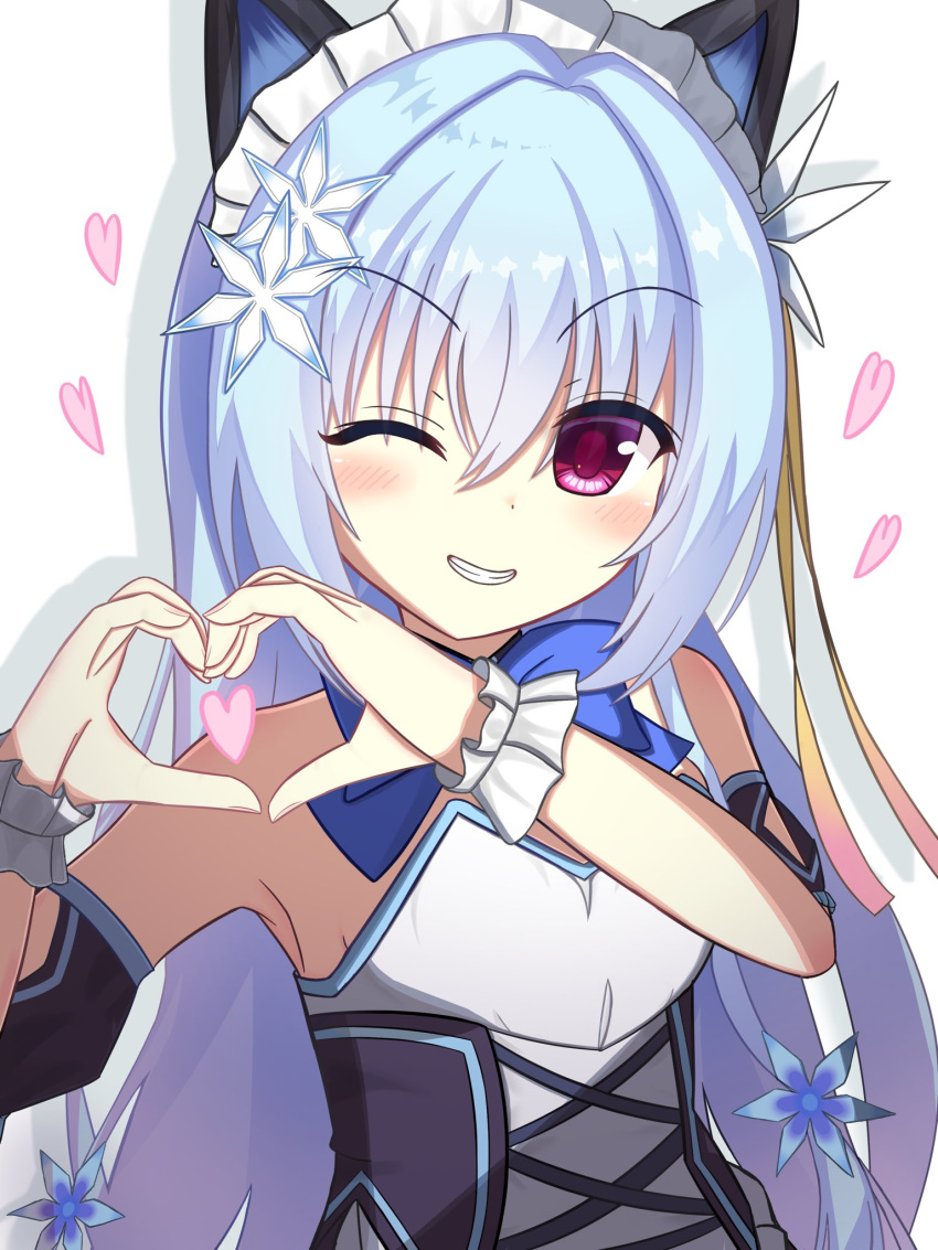 1girl, alternate_costume, animal_ears, bare_shoulders, blue_bow, blue_hair, blush, bow