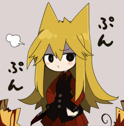 1girl, animal, animal_ears, black_eyes, black_necktie, black_vest, blonde_hair, blood