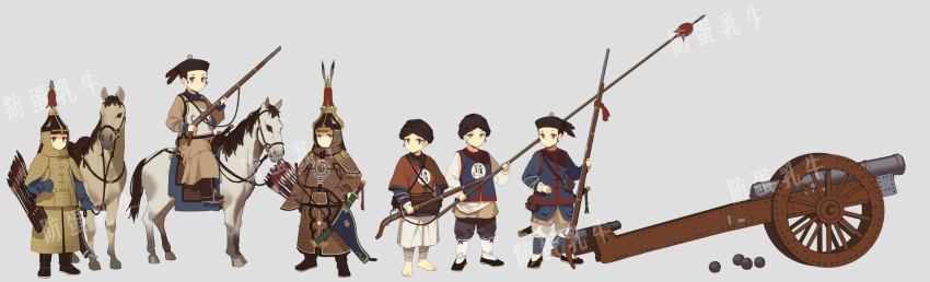 antique_firearm, armor, arrow_(projectile), bow_(weapon), cannon, cannonball, cavalry, chinese_armor
