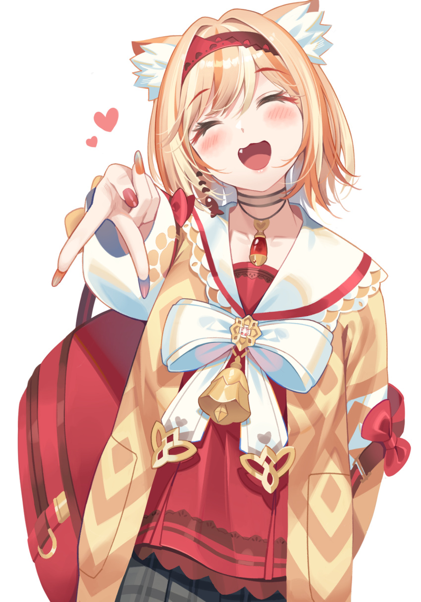 1girl, animal_ears, bag, black_survival, blonde_hair, cat_ears, choker, eternal_return:_black_survival
