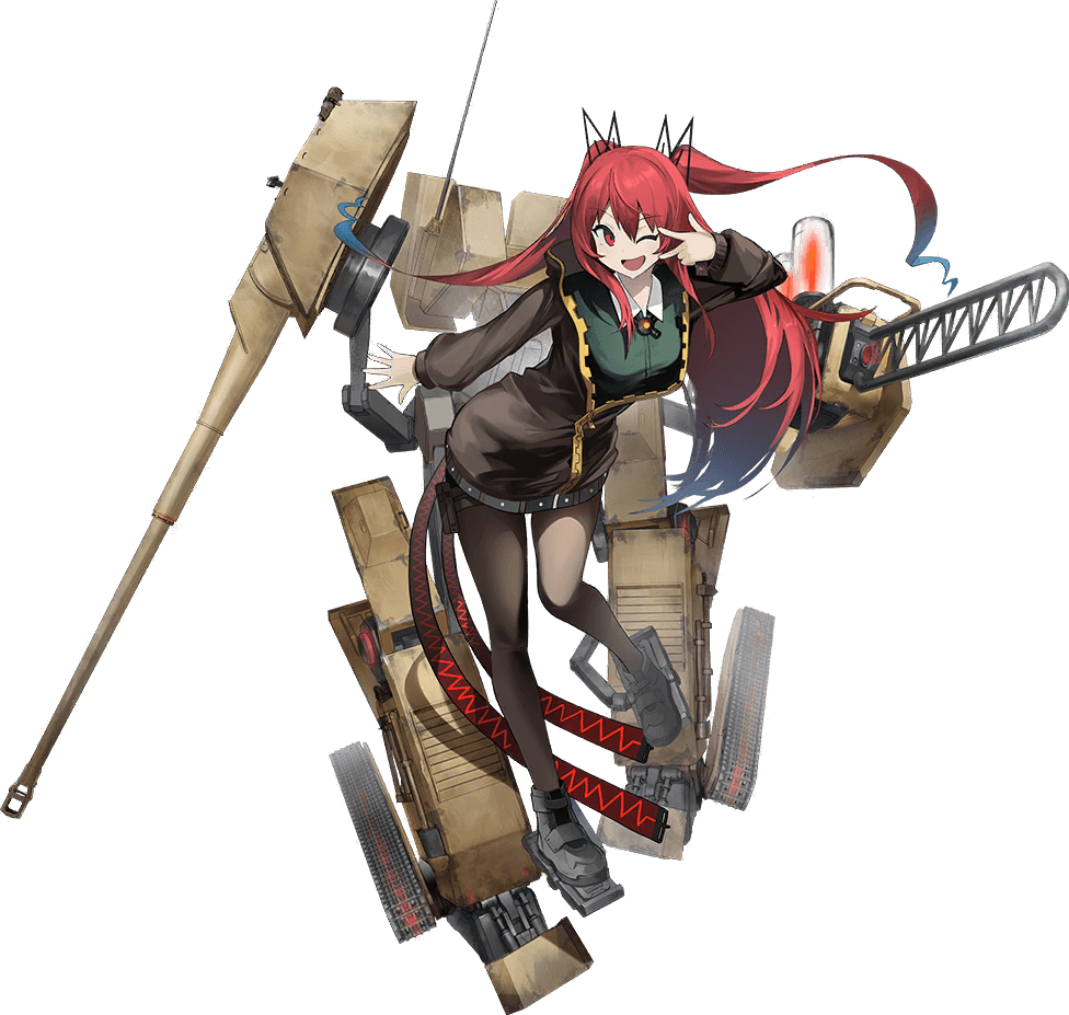 1girl, alibina_(marfusha), ash_arms, breasts, cannon, full_body, hair_dye, hair_ornament