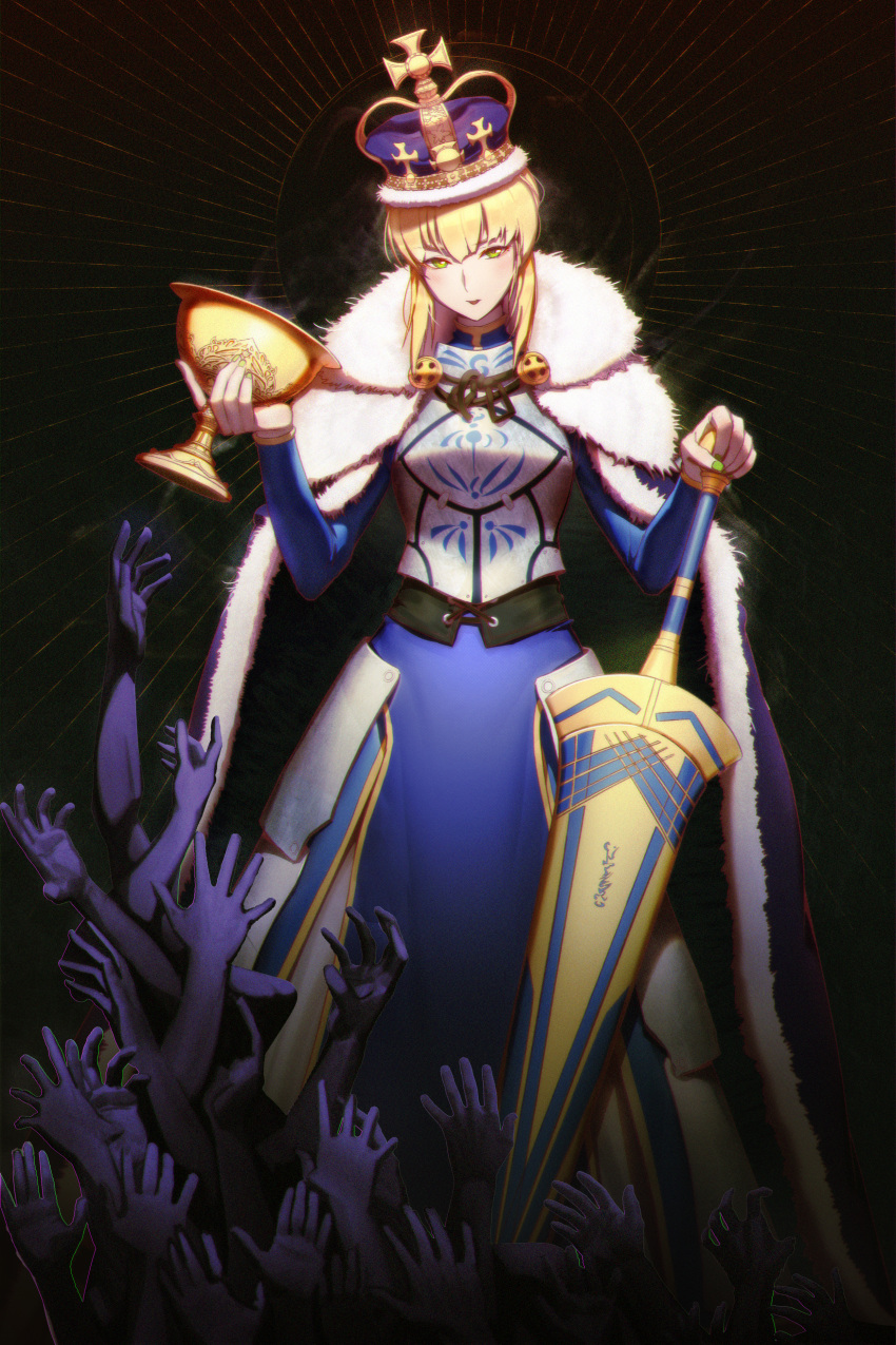 1girl, absurdres, armor, armored_dress, artoria_pendragon_(fate), avalon_(fate/stay_night), black_background, black_corset