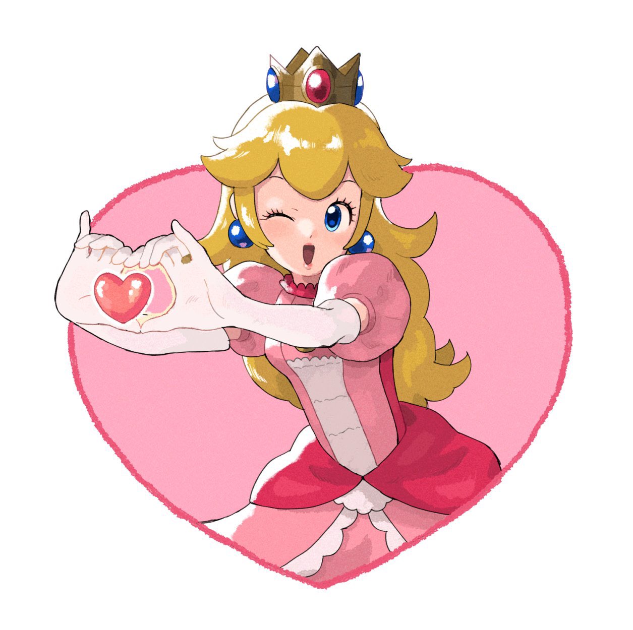 1girl, blonde_hair, crown, dress, earrings, heart, highres, jewelry