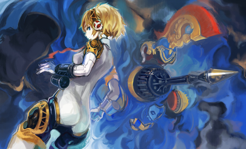 android, blonde_hair, blue_eyes, conjaku, from_behind, looking_back, palladion, persona