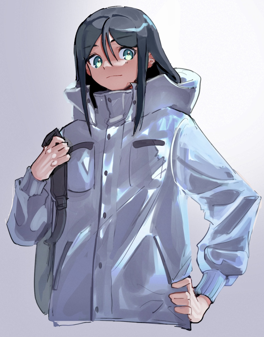 1boy, bag, black_hair, breast_pocket, buttons, closed_mouth, coat, cropped_torso