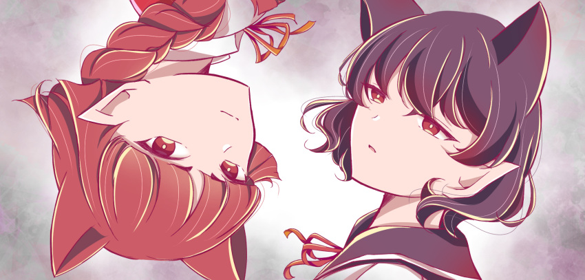 1other, animal_ears, black_hair, braid, highres, long_hair, looking_at_viewer, mairimashita!_iruma-kun