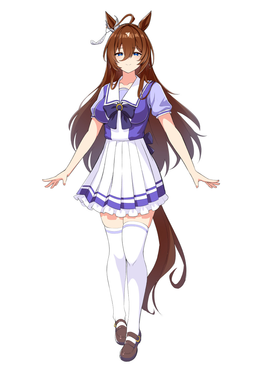 1girl, absurdres, agnes_flight_(racehorse), ahoge, animal_ears, bails, blue_eyes, bow