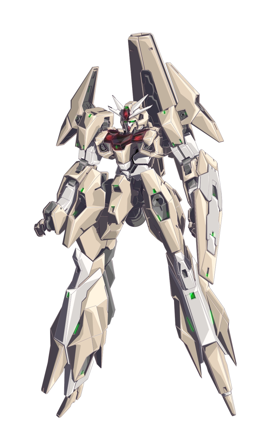 absurdres, arm_shield, arms_at_sides, beam_cannon, clenched_hands, commentary, english_commentary, full_body