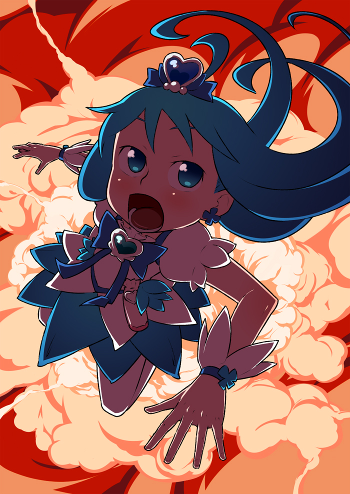 blue_eyes, blue_hair, cure_marine, explosion, gishi, heartcatch_precure!, kurumi_erika, magical_girl