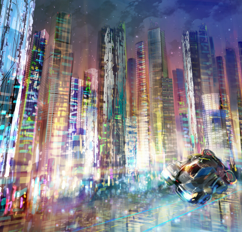 car, city, cloud, ein_(artist), ein_(long_cake), inter_gray, motor_vehicle, night