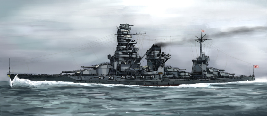 cloud, clouds, derivative_work, flag, imperial_japanese_navy, inyu, inyucchi, ise_(battleship)