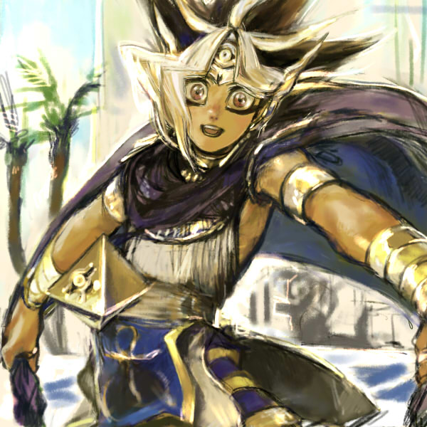 atem, bad_id, bad_pixiv_id, black_hair, dark_skin, egyptian, egyptian_clothes, gold