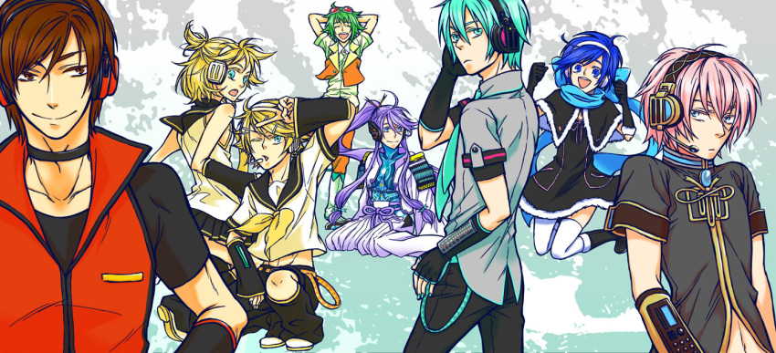 3girls, 6+boys, gakuko, genderswap, genderswap_(ftm), genderswap_(mtf), gloves, gumi