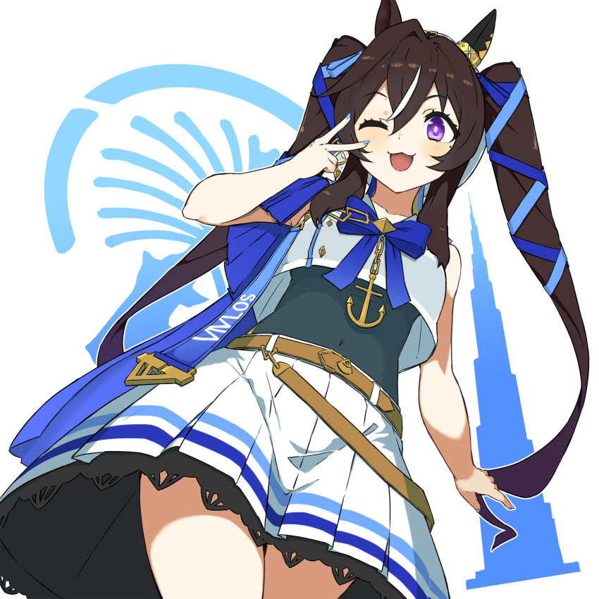 1girl, :3, absurdres, anchor_necklace, animal_ears, bigkwl, brown_hair, burj_khalifa
