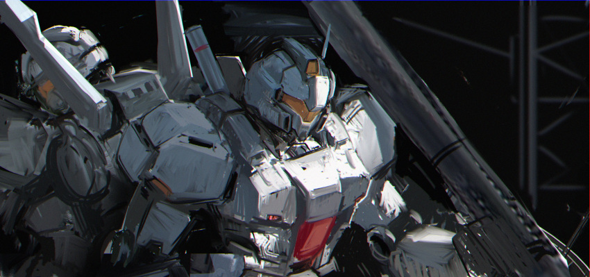 absurdres, assault_visor, back-to-back, bazooka_(gundam), char's_counterattack, commentary, english_commentary, fusion