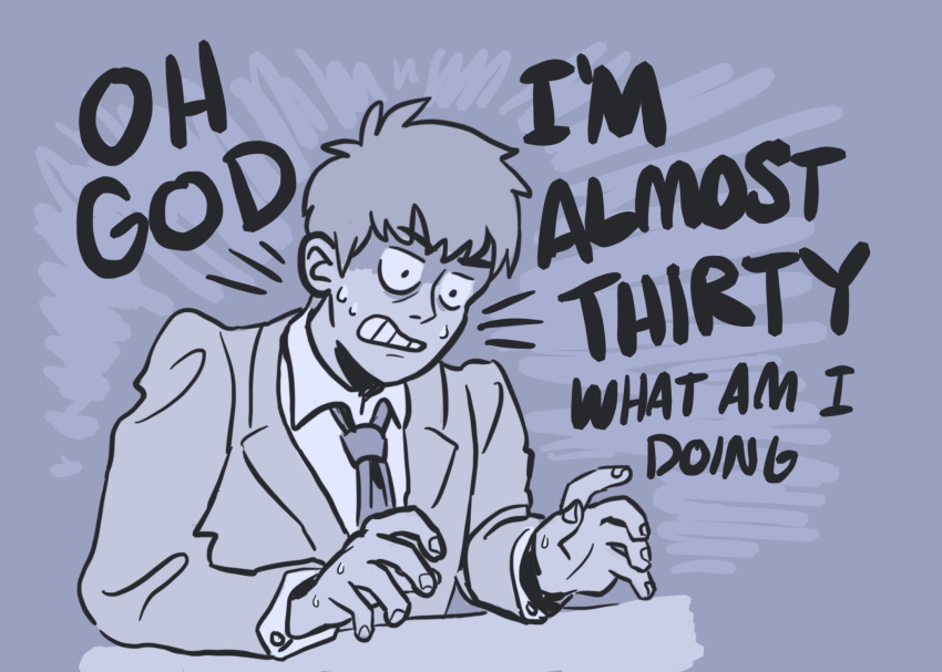 1boy, aalexfletcher, clenched_teeth, collared_shirt, commentary, english_commentary, english_text, highres