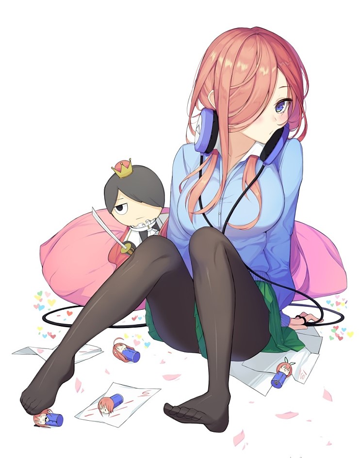 1girl, black_pantyhose, blue_cardigan, blue_eyes, breasts, brown_hair, cardigan, character_doll