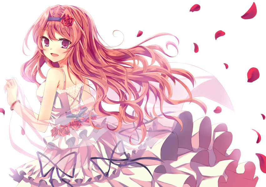 bracelet, dress, hairband, jewelry, long_hair, looking_back, original, pcmaniac88