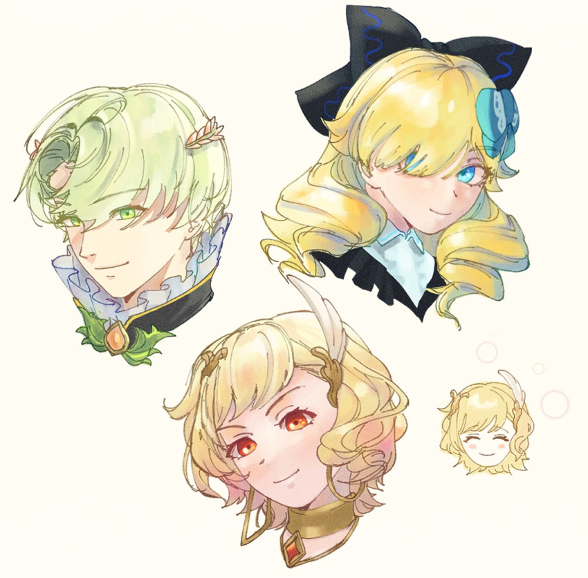 1boy, 2girls, alfred_(fire_emblem), blue_eyes, citrinne_(fire_emblem), closed_mouth, earrings, fire_emblem