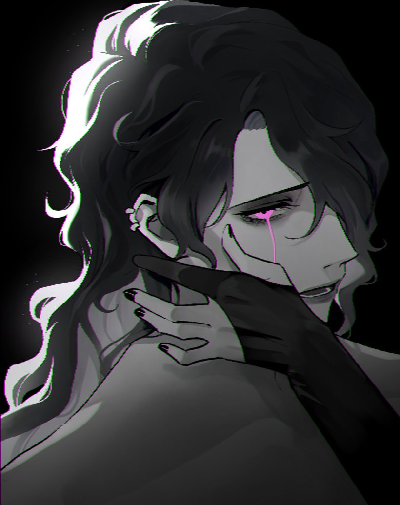 garlicalleat, greyscale, hwei_(league_of_legends), jhin, league_of_legends, monochrome, pink_eyes