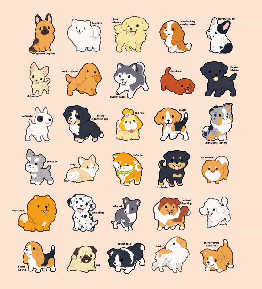 :3, animal, animal_focus, artist_name, australian_shepherd, ball, basset_hound, beagle