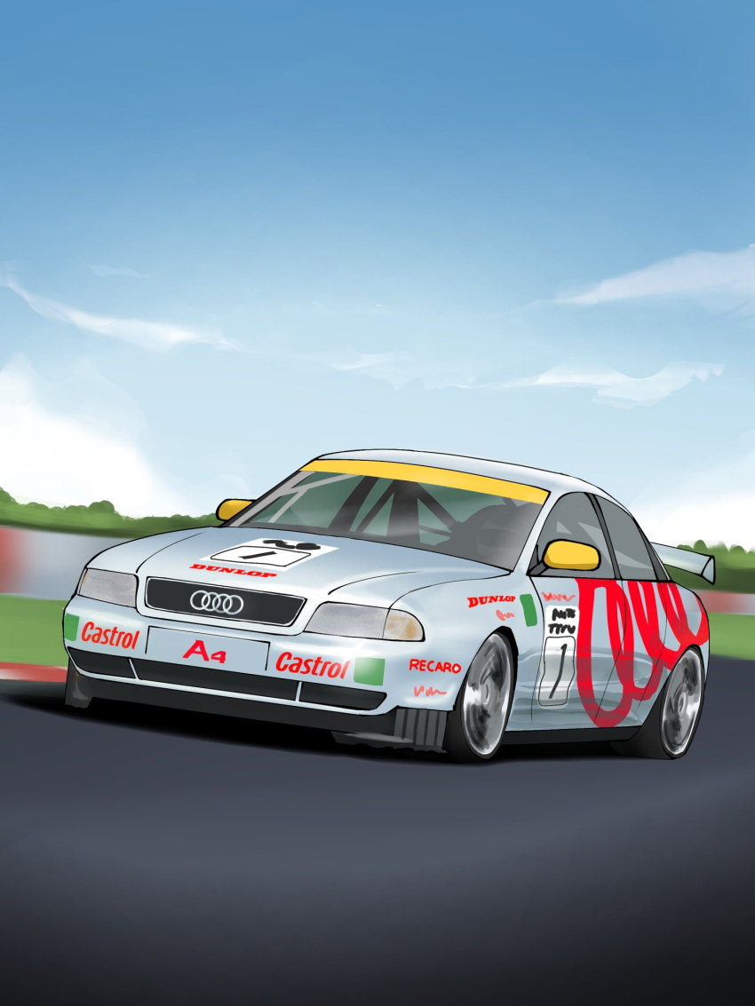audi, audi_a4, british_touring_car_championship, car, castrol, clouds, dunlop, english_commentary