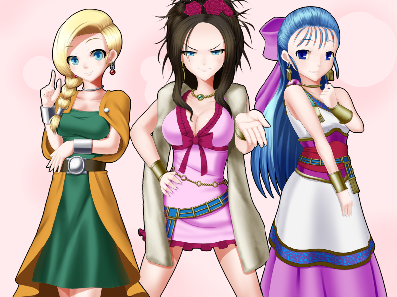 akimichi, belt, bianca, blonde_hair, blue_eyes, blue_hair, bow, bracelet