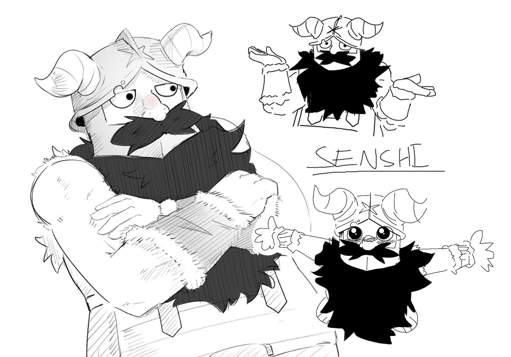1boy, beard, collage, crossed_arms, dom_doggo, dungeon_meshi, dwarf, expressions