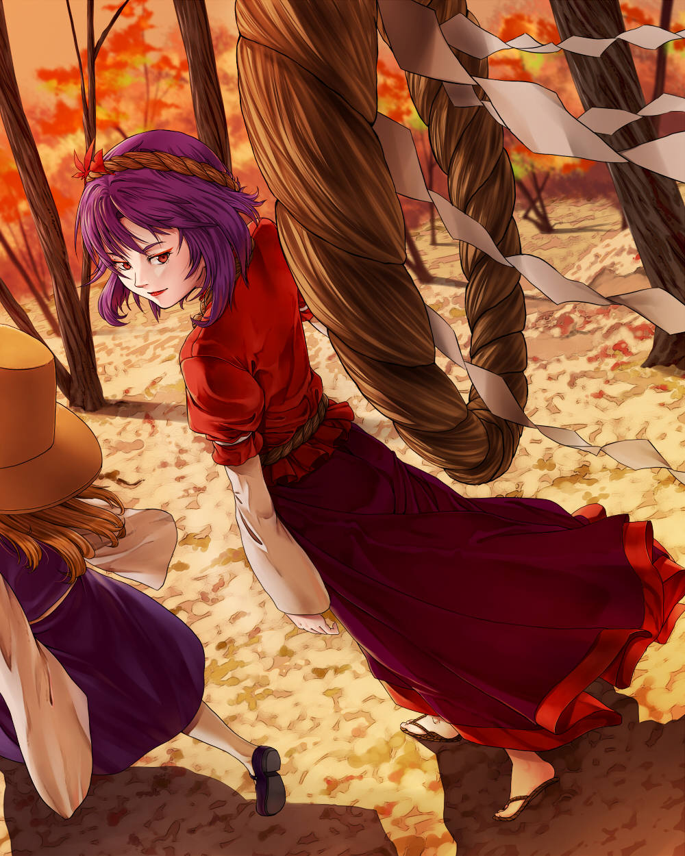 bad_id, black_skirt, blonde_hair, hat, highres, himegami_shino, long_skirt, looking_back