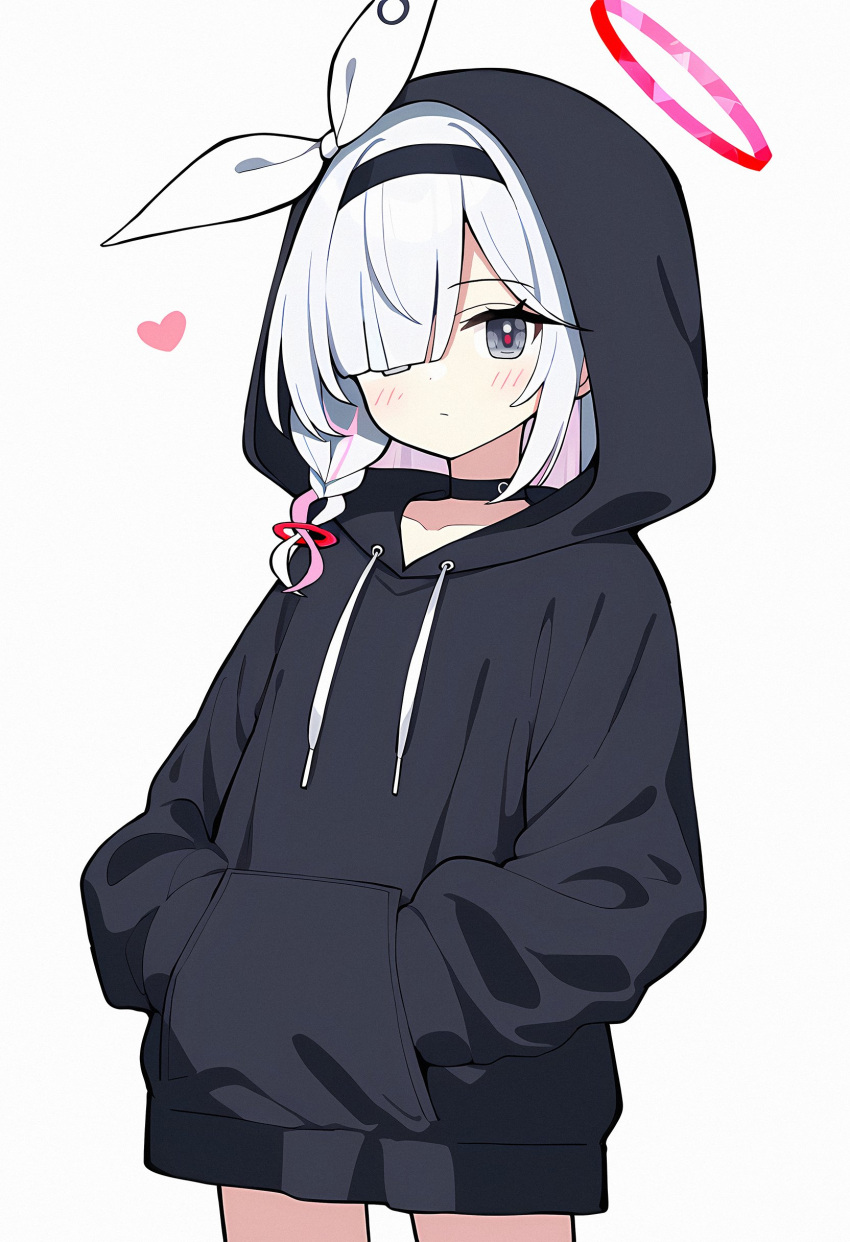 1girl, absurdres, alternate_costume, auto_ins, black_hairband, blue_archive, blush, braid